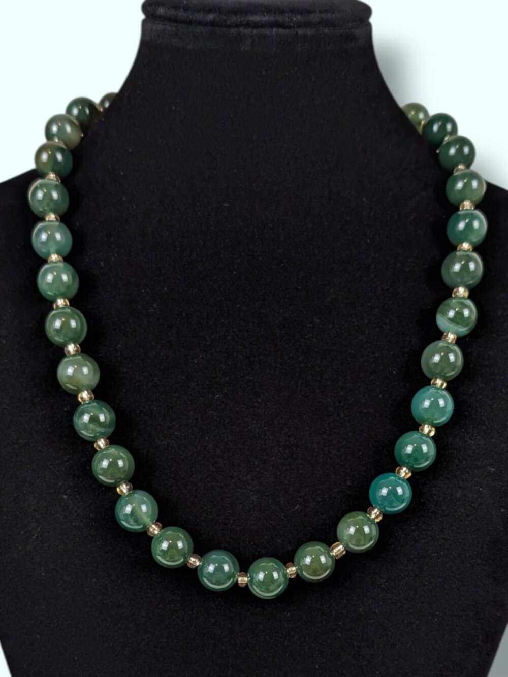 Vintage Natural Green Agate Beaded Necklace